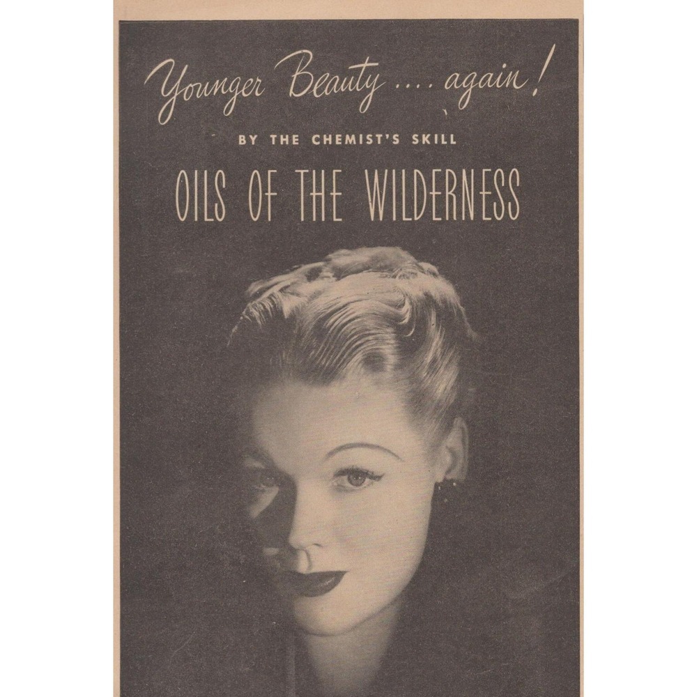 Vintage 1945 Frances Denney Oils Of The Wilderness World War 2 Beauty Print Ad